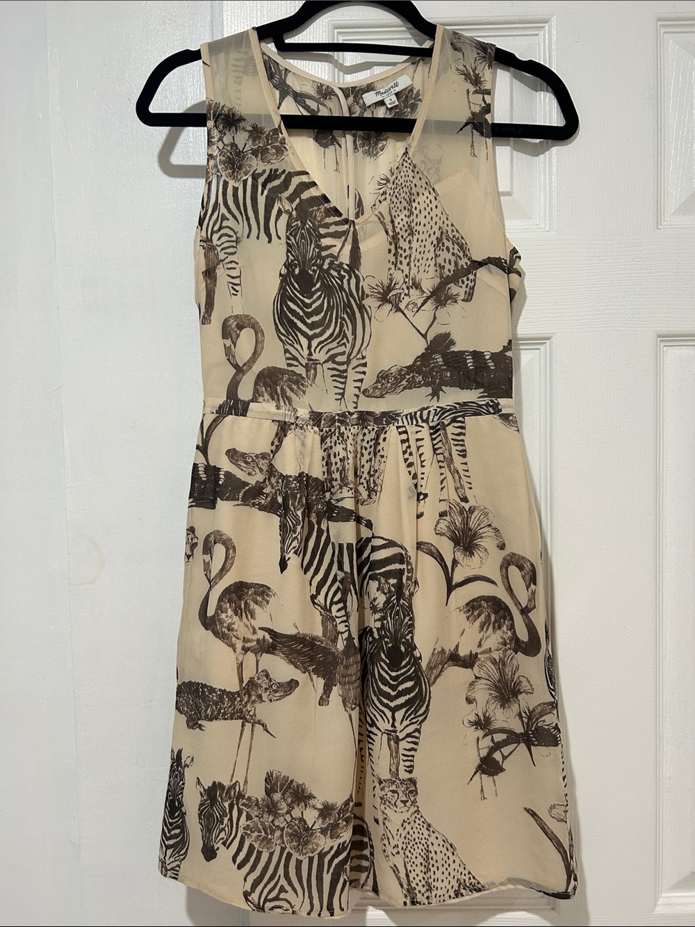 Madewell Beige Safari Print Midi Dress